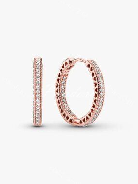 Pandora Sparkle and Hearts Hoop Earrings